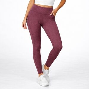 Zyia Active Maroon Textured High Rise Leggings Women’s 12 Yoga Workout